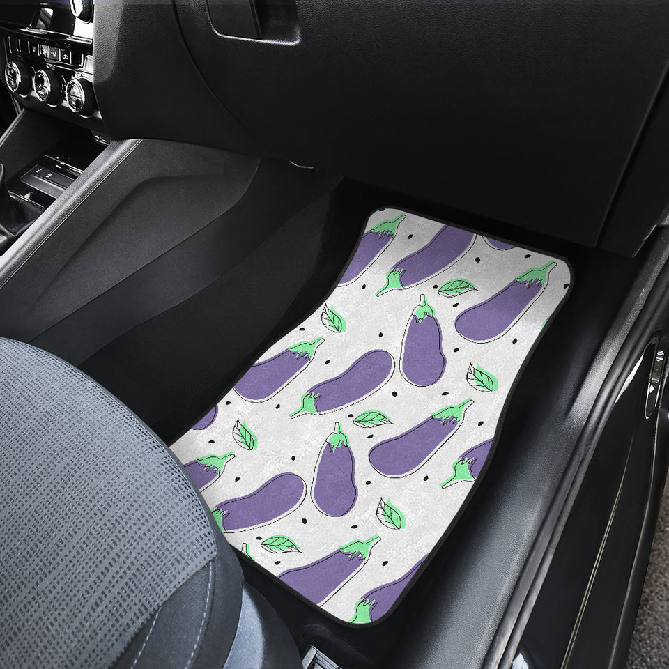 Eggplant Pattern Print Design 05 Front and Back Car Mats
