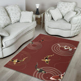 Koi Fish Carp Fish Red Background Area Rug