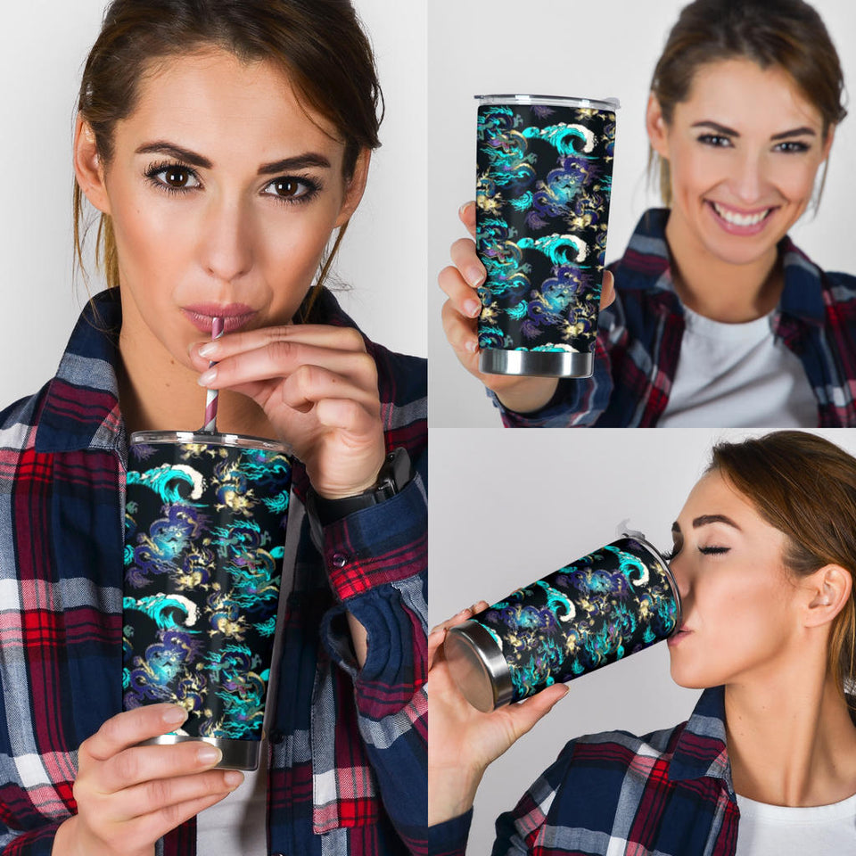 Dragon Sea Wave Pattern Tumbler