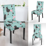 Poodle Dog Green Background Dining Chair Slipcover