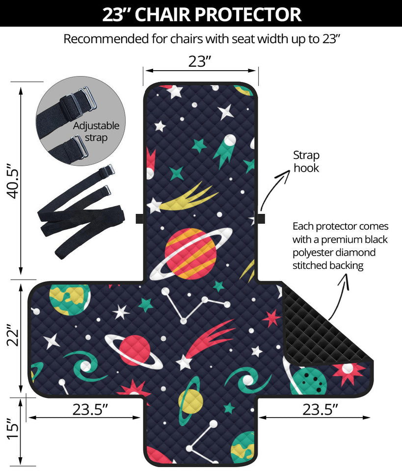 colorful space pattern planet star Chair Cover Protector