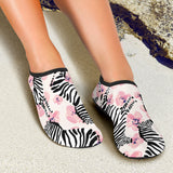 Zebra Pink Flower Background Aqua Shoes