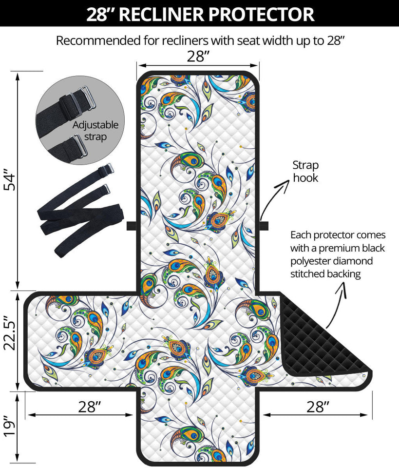 Peacock feather pattern Recliner Cover Protector