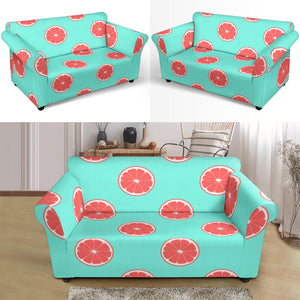 Grapefruit Green Background Loveseat Couch Slipcover