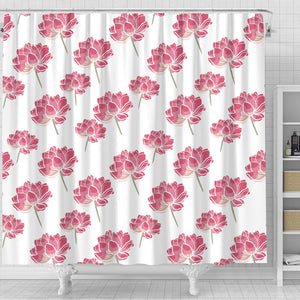 Pink Lotus Waterlily Pattern Shower Curtain Fulfilled In US