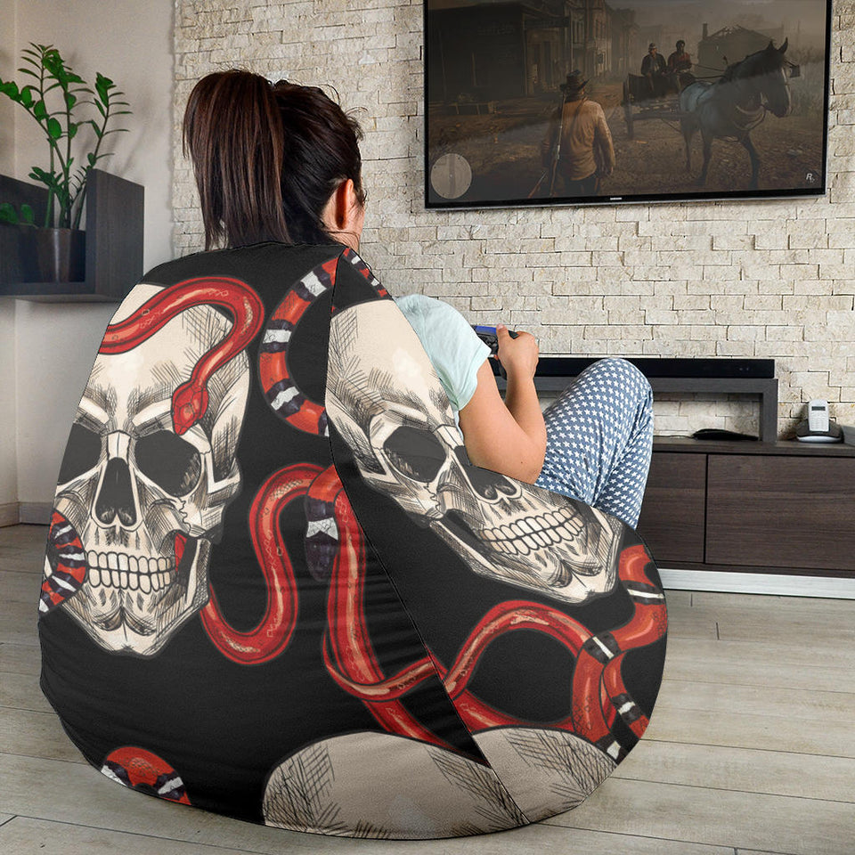 Red Snake Skull Pattern Bean Bag Cover