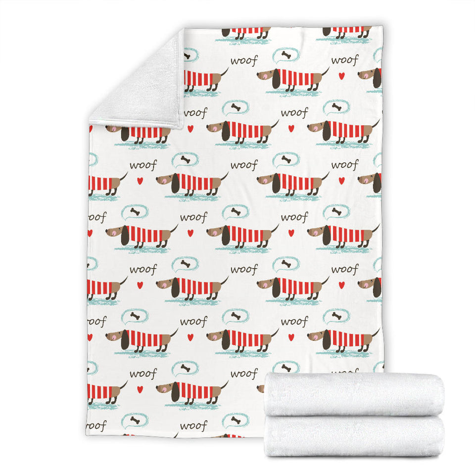 Cute Dachshund Bone Pattern Premium Blanket