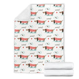 Cute Dachshund Bone Pattern Premium Blanket