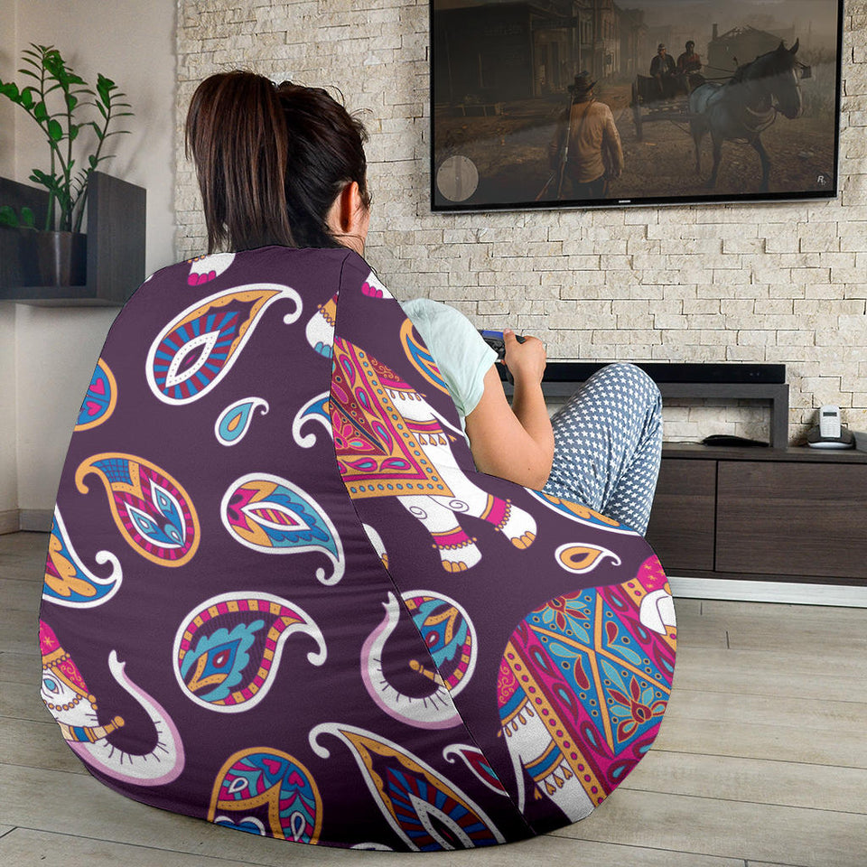 Elephant Indian Style Ornament Pattern Bean Bag Cover