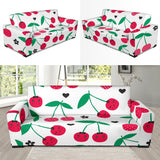 Cherry Pattern White Background Sofa Slipcover
