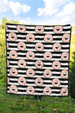 Donuts Pink Icing Striped Pattern Premium Quilt