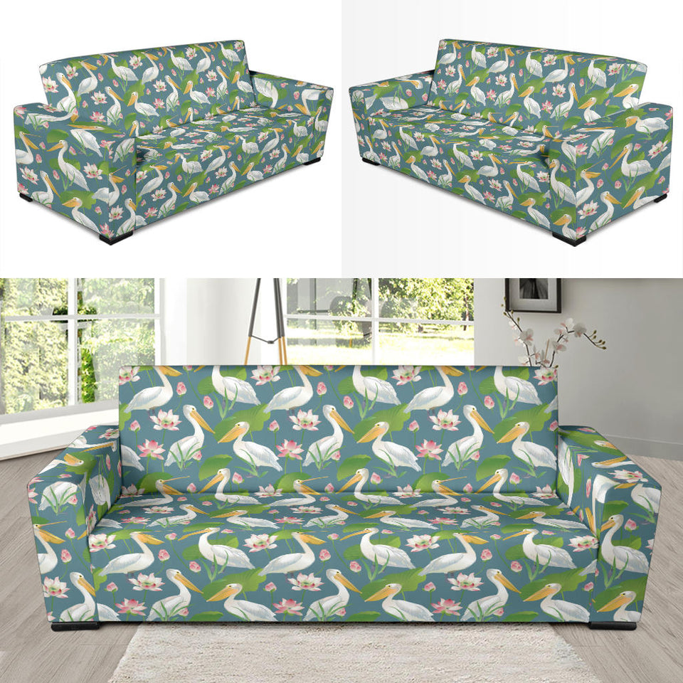 Pelican Pattern Print Design 04  Sofa Slipcover