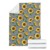 Sunflowers Ribbon Background Premium Blanket