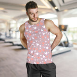 coral white heart pattern Men Tank Top