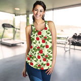 Red apples leaves pattern Women Racerback Tank Top
