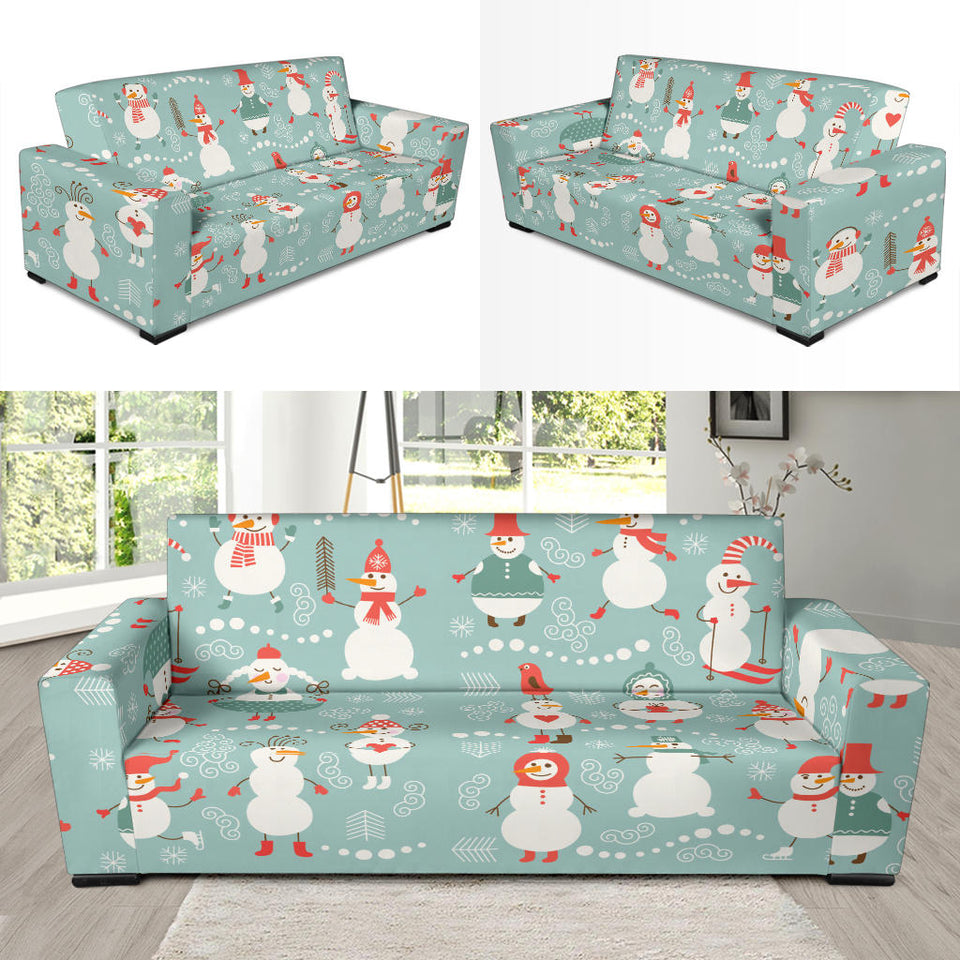 Cute Snowman Pattern Sofa Slipcover