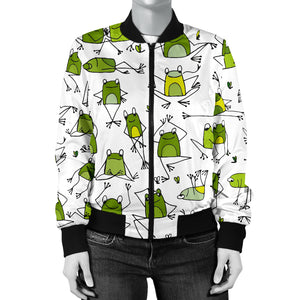 Sketch Funny Frog Pattern Women'S Bomber Jacket