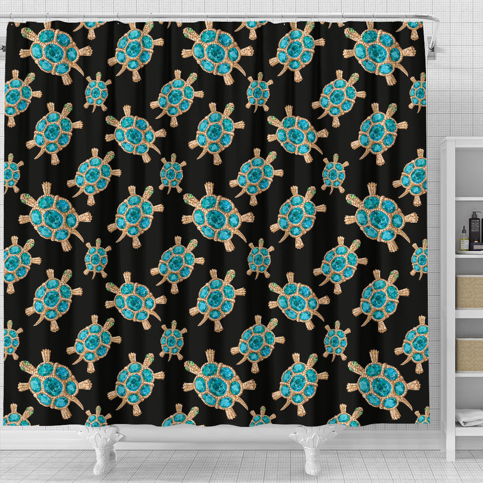 Sea Turtle Blue Stone Pattern Shower Curtain Fulfilled In US