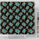 Sea Turtle Blue Stone Pattern Shower Curtain Fulfilled In US