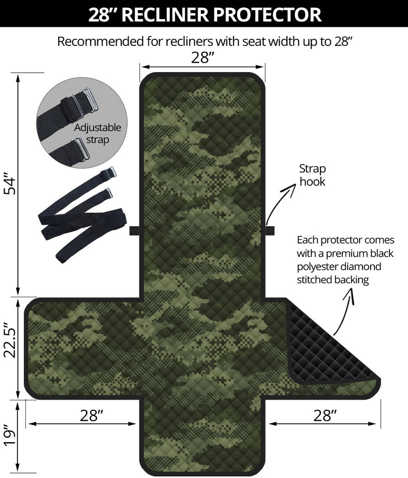Digital Green camo camouflage pattern Recliner Cover Protector