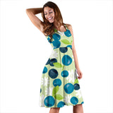 Blueberry Flower Pattern Sleeveless Midi Dress