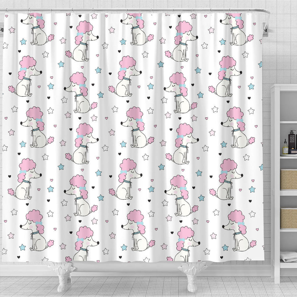 Cute Poodle Dog Star Pattern Shower Curtain Fulfilled In US