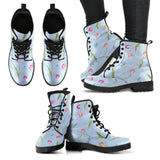 Watercolor Tulips Pattern Leather Boots