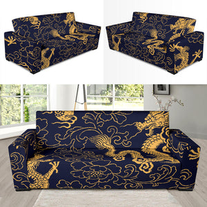 Gold Dragon Pattern Sofa Slipcover