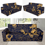 Gold Dragon Pattern Sofa Slipcover