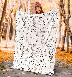 Music Notes Pattern Print Design 04 Premium Blanket
