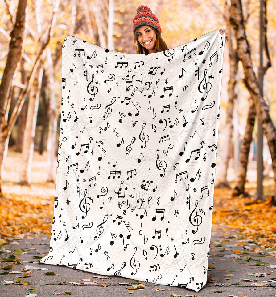 Music Notes Pattern Print Design 04 Premium Blanket
