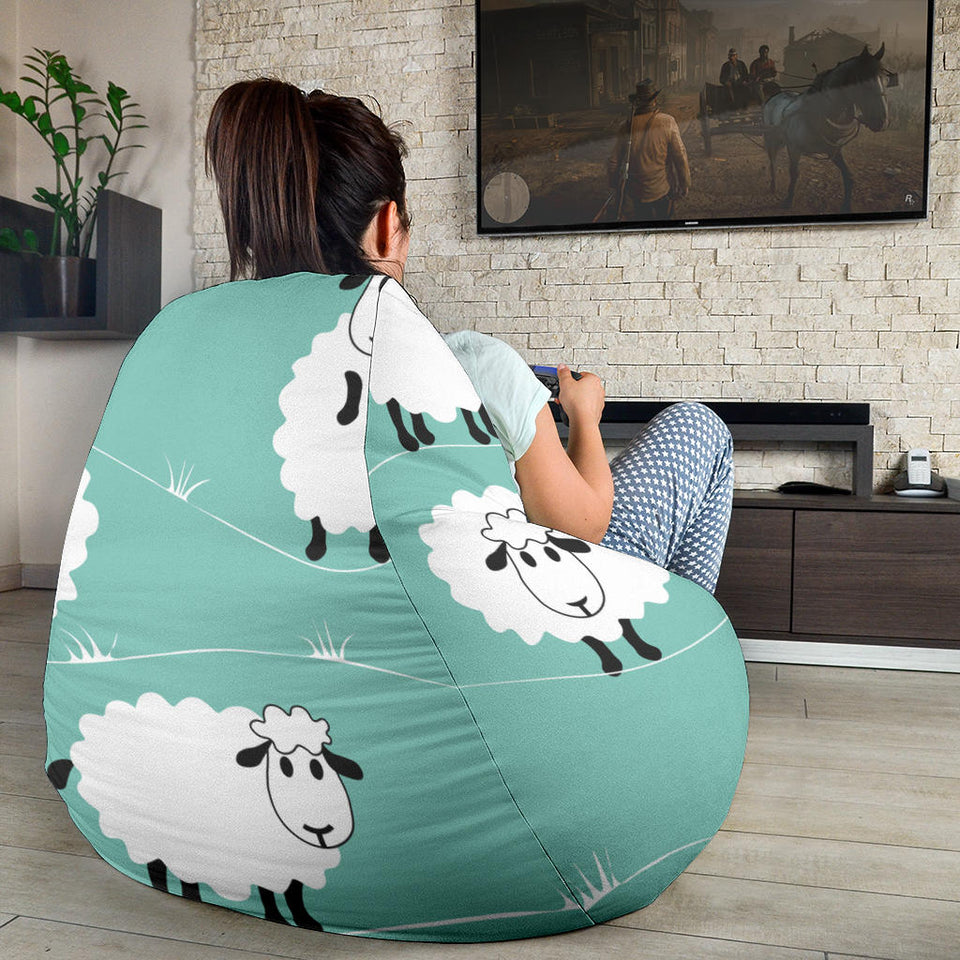 Cute Sheep Green Background Bean Bag Cover