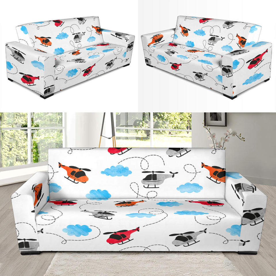 Watercolor Helicopter Cloud Pattern Sofa Slipcover