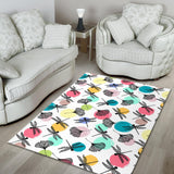 Dragonflies Ginkgo Leaves Pattern Area Rug
