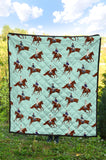 Horses Running Horses Rider Pattern Premium Quilt