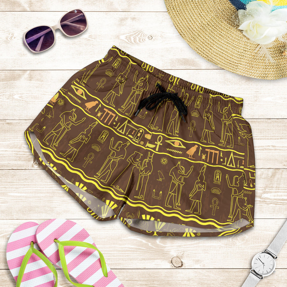 Egypt Hieroglyphics Pattern Print Design 03 Women Shorts
