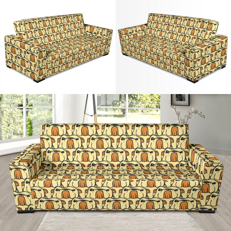 English Bulldog Pattern Print Design 02 Sofa Slipcover