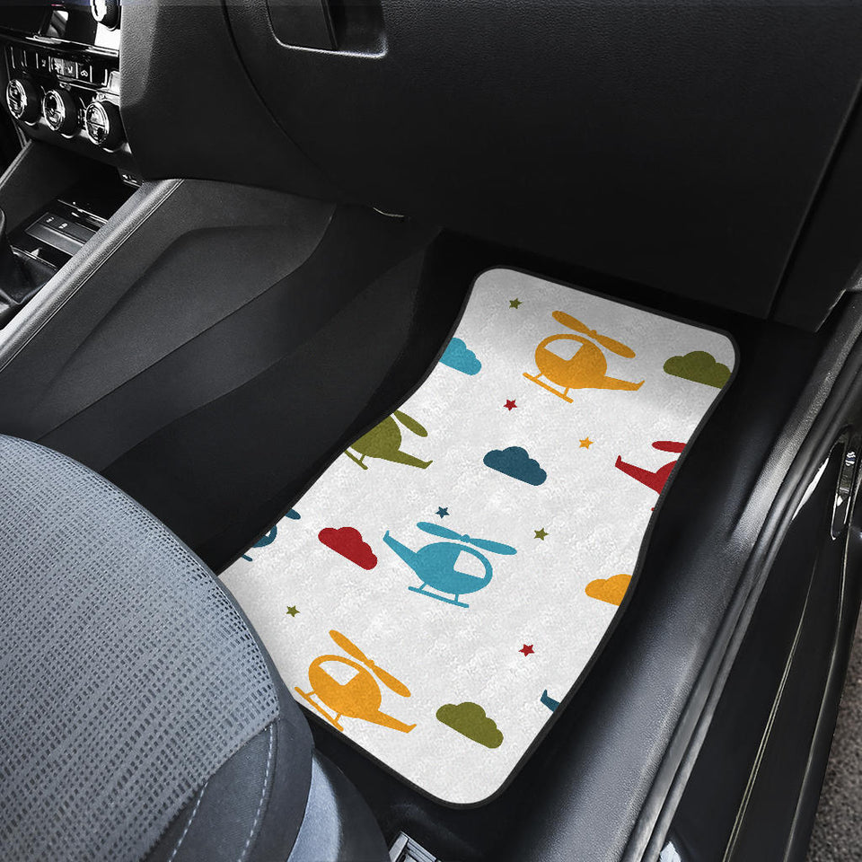 Colorful Helicopter Pattern Front And Back Car Mats