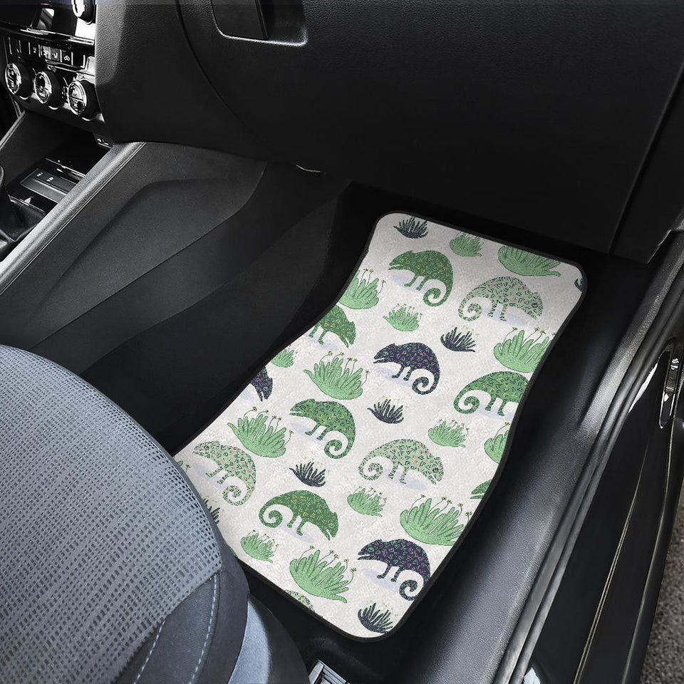 Chameleon Lizard Succulent Plant Pattern Front And Back Car Mats