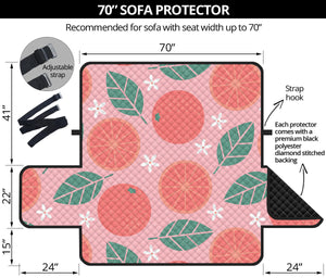 Grapefruit leaves flower pink background Sofa Cover Protector