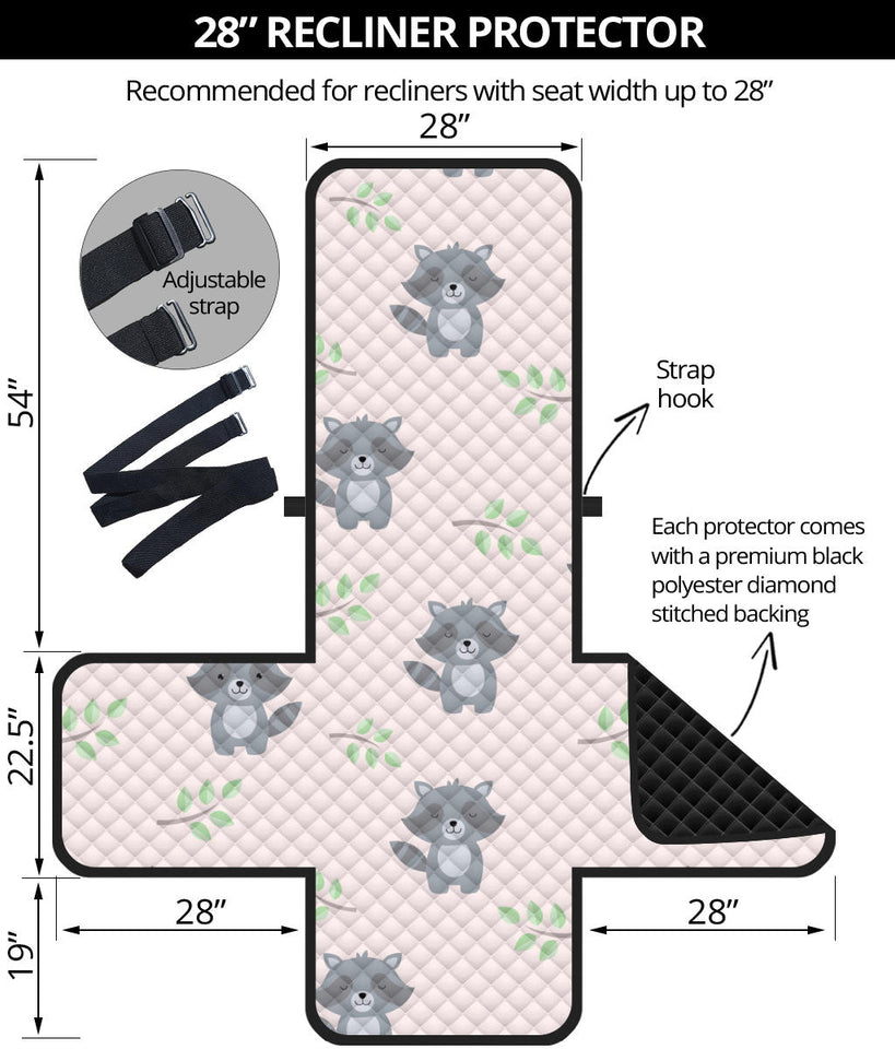 cute raccoons leaves pattern Recliner Cover Protector