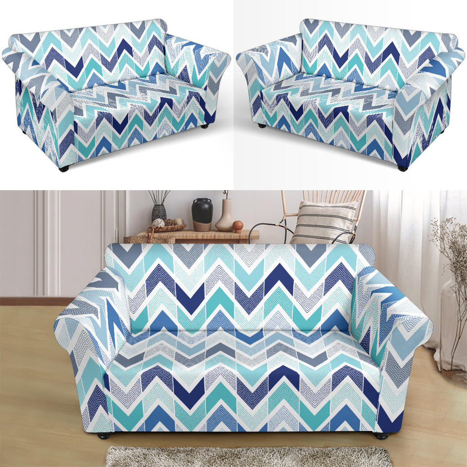 Zigzag  Chevron Blue Pattern Loveseat Couch Slipcover