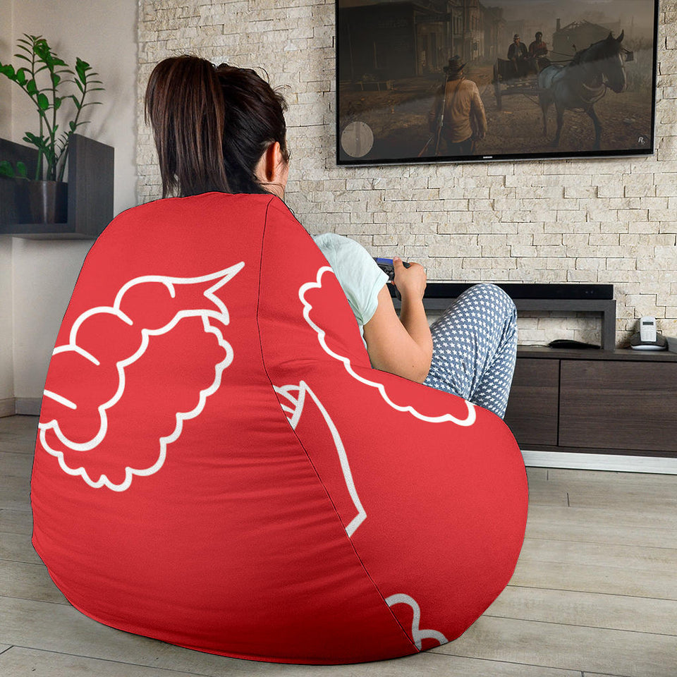 Sushi Pattern Red Background Bean Bag Cover
