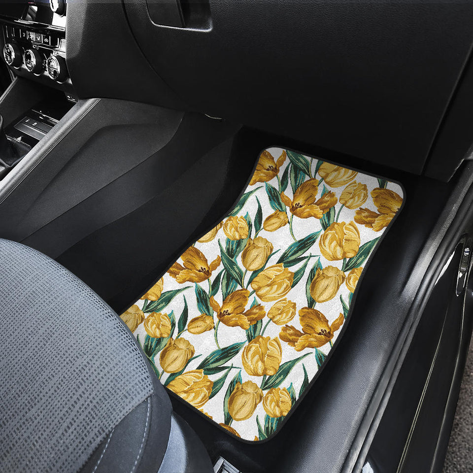 Yellow Tulips Pattern Front Car Mats