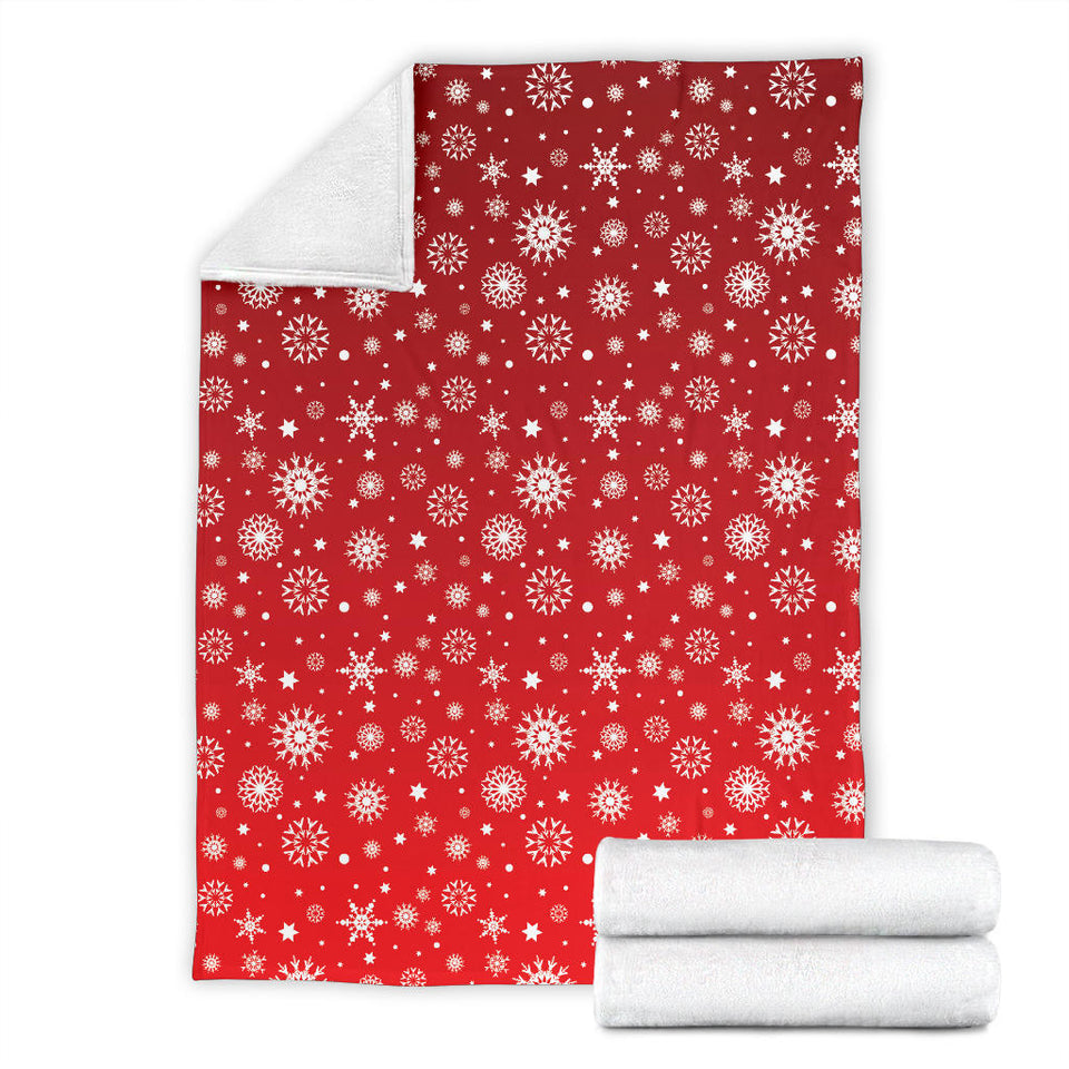 Snowflake Pattern Red Background Premium Blanket