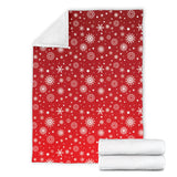 Snowflake Pattern Red Background Premium Blanket