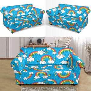 Rainbows Sky Clouds Pattern Loveseat Couch Slipcover