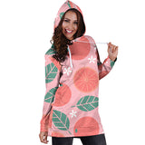 Grapefruit Leaves Flower Pink Background Women'S Hoodie Dress