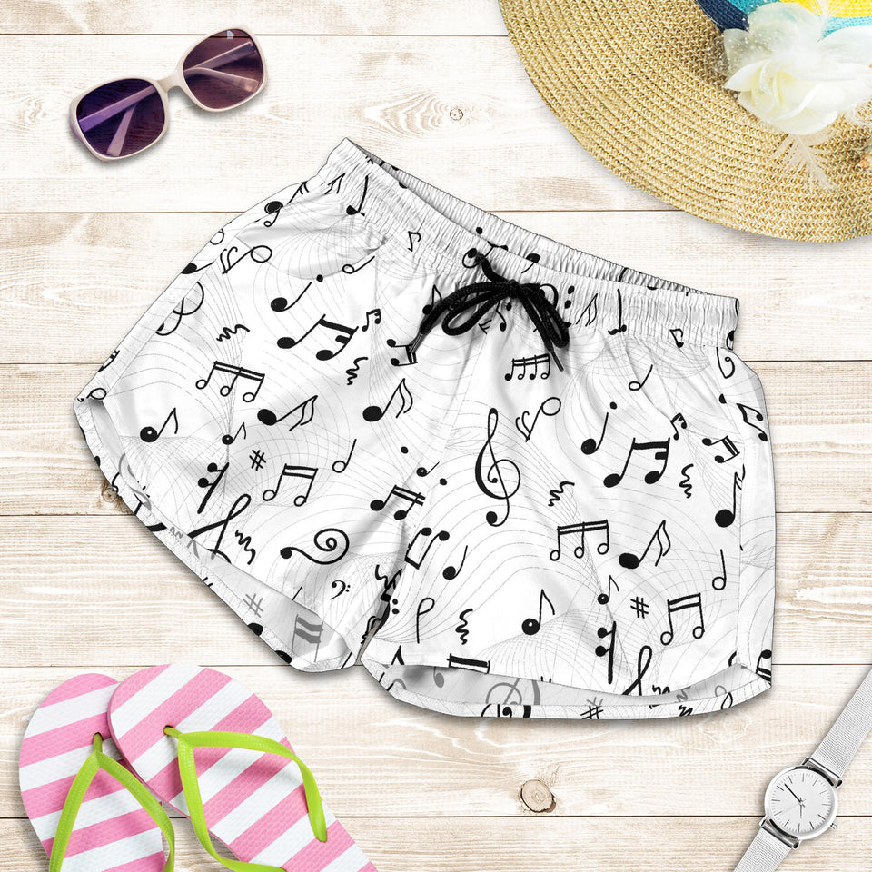 Music Notes Pattern Print Design 04 Women Shorts