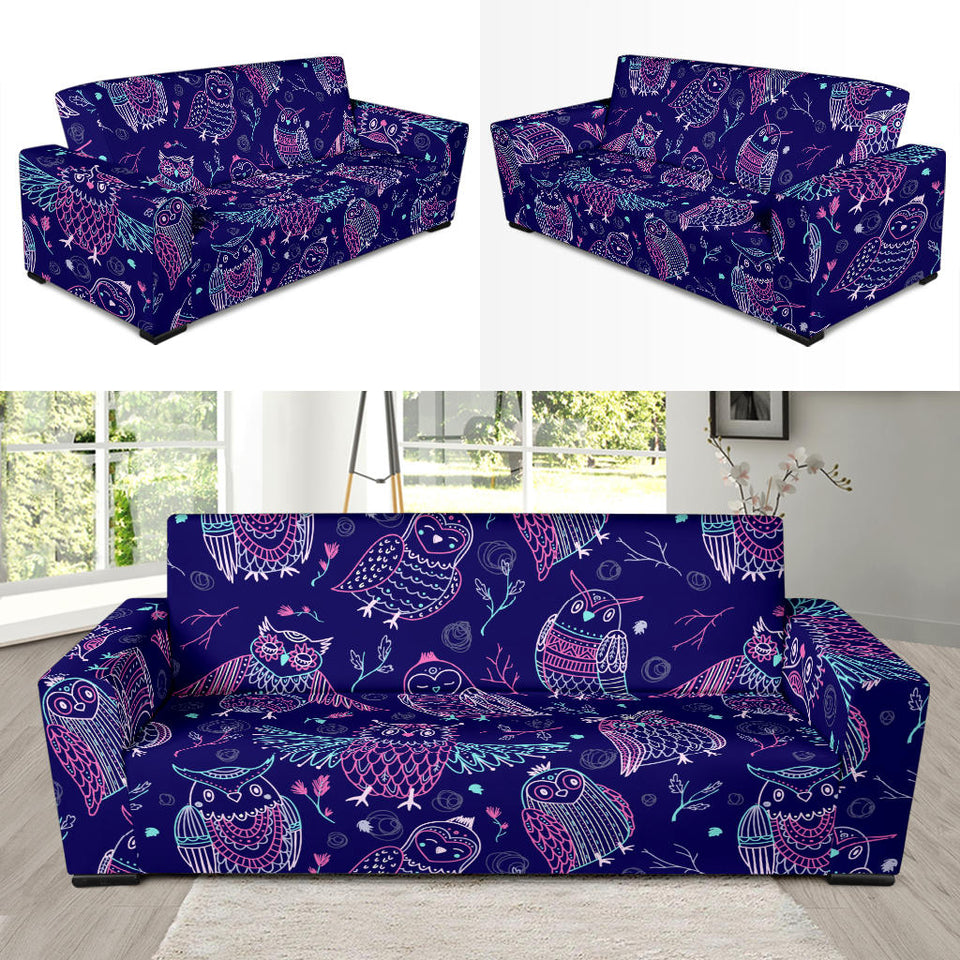 Cute Owls Pattern Boho Style Ornament Sofa Slipcover